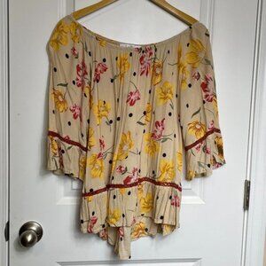 Fever Floral Off-shoulder Flowy Boho Top L